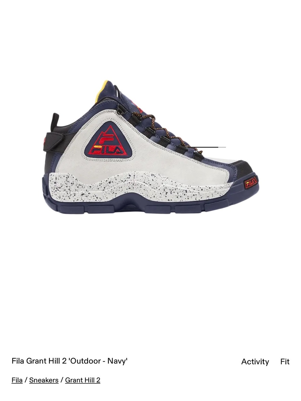 Fila Mens Grant Hill 2 Mid Sneakers - Navy, White, Red, Yellow